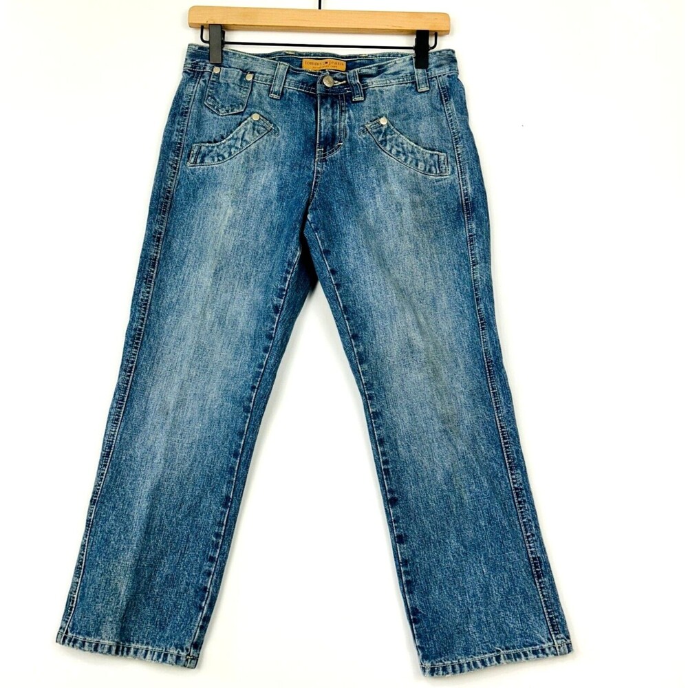 Vintage Y2K Tommy Jeans Size 3 Blue Capri Mid‎ Rise Wash Hilfiger 22"